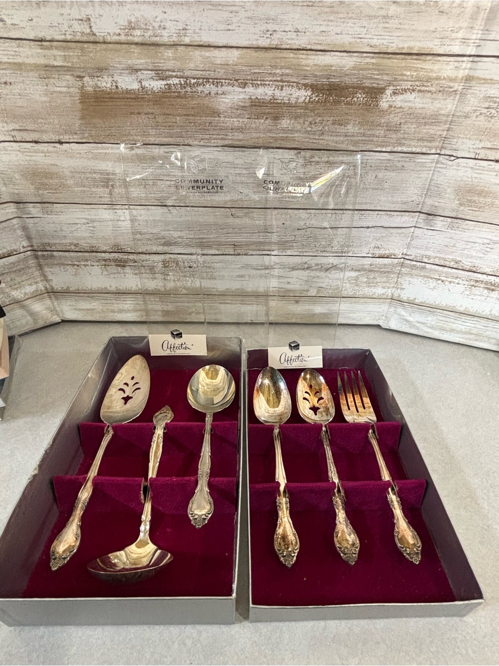Set of 6 large serving utensils vintage Oneida Community “Affection” pattern